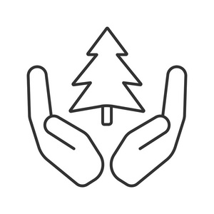 拯救森林细折线图.自然护理.矢量隔离轮廓图照片