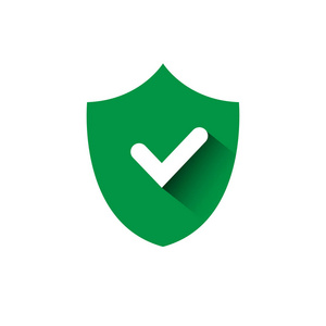 带复选标记的盾牌绿色图标保护和安全概念
