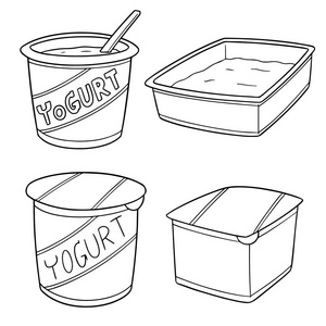 向量集的酸奶照片