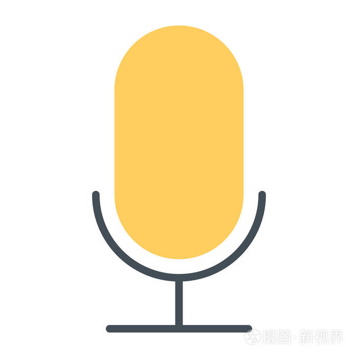 老麦克风剪影图标.矢量象形图