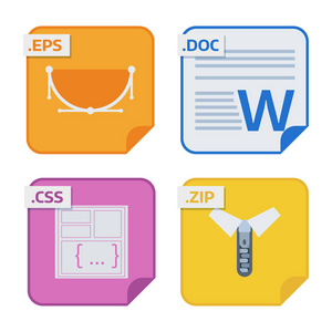 文件类型和格式标签图标表示文档符号应用程序软件文件夹矢量插图