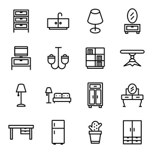 家具和家居装饰图标集