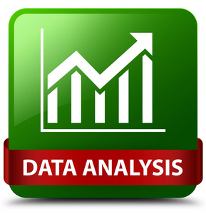数据分析 统计图标 绿色方形按钮红丝带 i