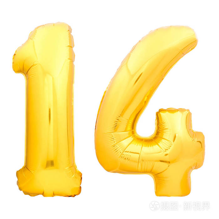 金色数字14充气气球