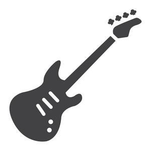 低音吉他字形图标, 音乐和乐器, 声音符号矢量图形, 一个白色背景上的固体图案, eps 10