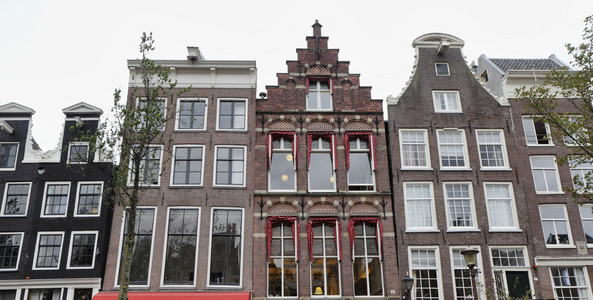 荷兰阿姆斯特丹旧私人石屋的正面