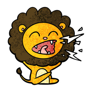卡通咆哮狮的矢量插图