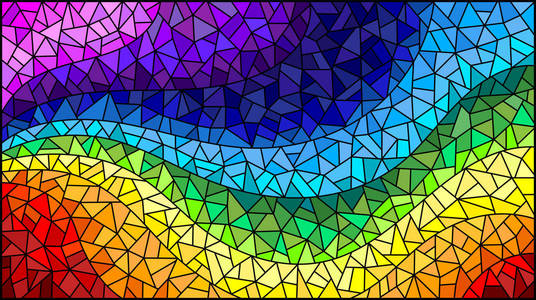抽象背景下的彩色玻璃，彩色的元素排列在彩虹光谱