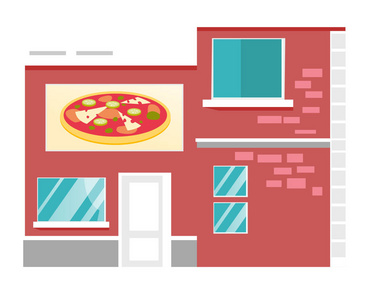 披萨店餐厅矢量卡通插画图片