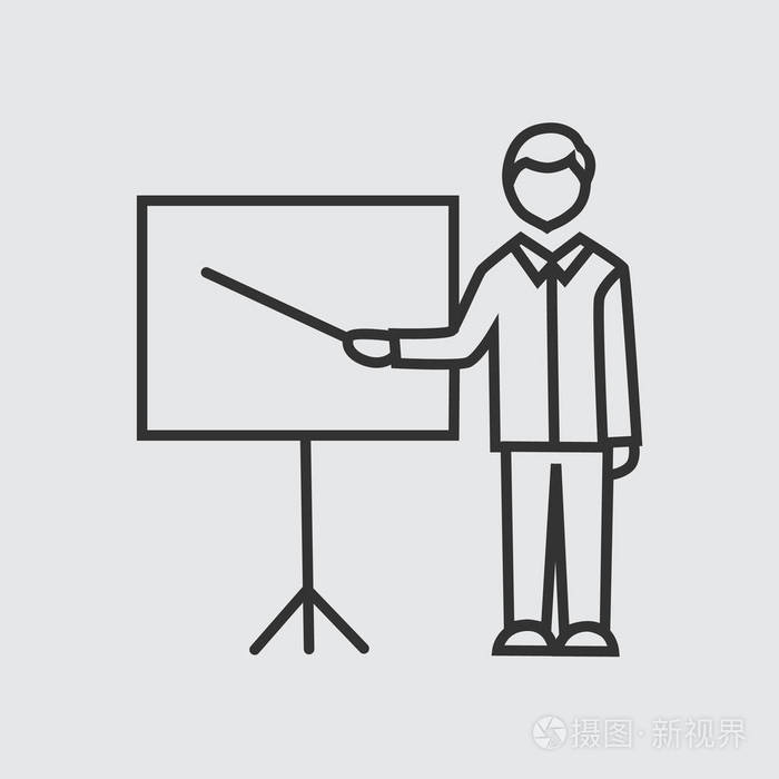 老师在黑板上的指针插画-正版商用图片03res3-摄图新视界