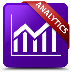 分析 统计图标 紫色方形按钮红色丝带在 c