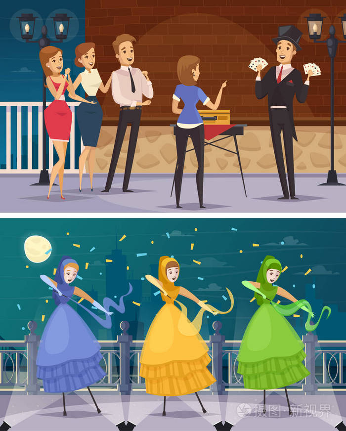 街头艺人平面卡通作品