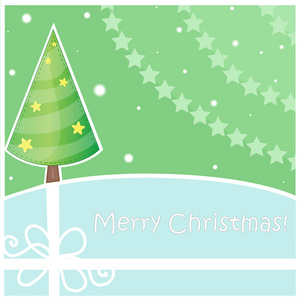圣诞树饰有星星的可爱的投标矢量卡