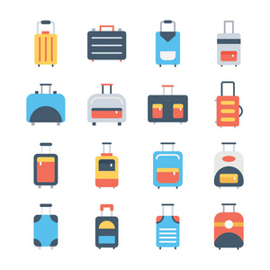 行李组彩色矢量图标
