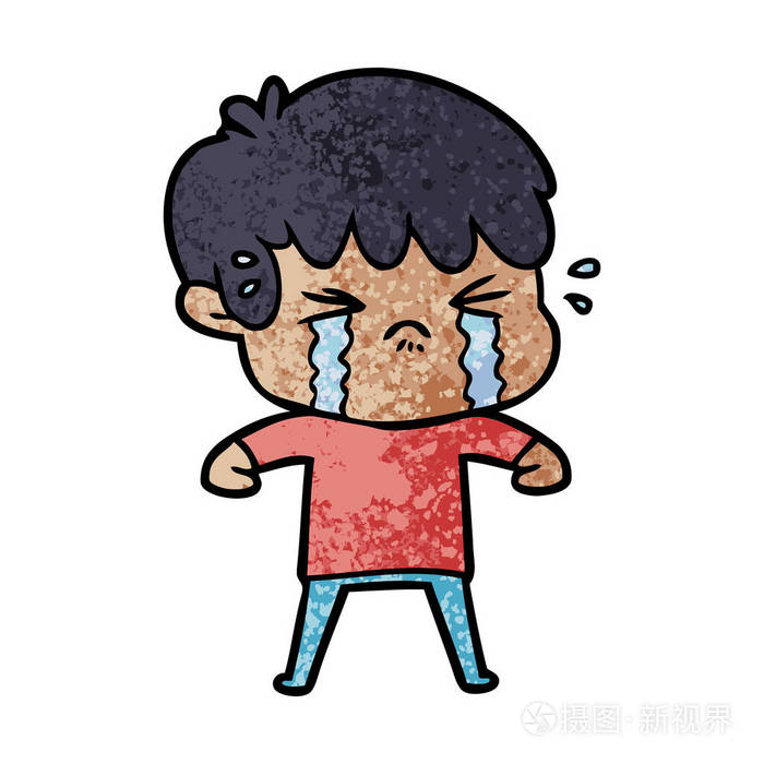卡通男孩哭泣的媒介例证