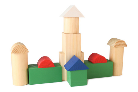 玩具木制立方体的建筑