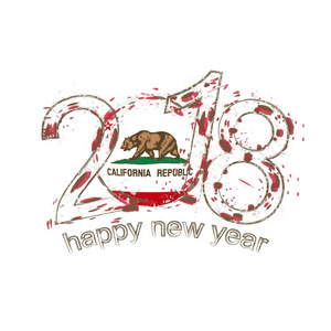 2018快乐的新年加利福尼亚美国状态垃圾贺卡的矢量模板