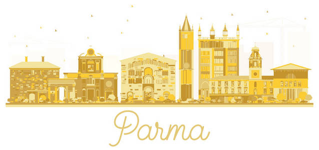 帕尔马意大利城市地平线金色剪影