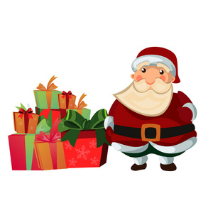 圣诞老人与礼物和礼物箱子