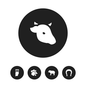 5可编辑的动物园图标集。包括熊猫公鸡猫头鹰等符号。可用于 Web移动Ui 和信息设计