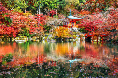 Daigoji 寺在秋季, 京都。日本秋季