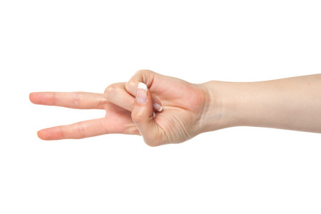 女人手剪刀手势照片