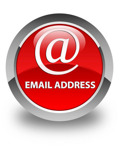 电子邮件地址有光泽的红色圆形按钮