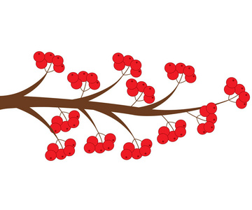 红色浆果的矢量树枝