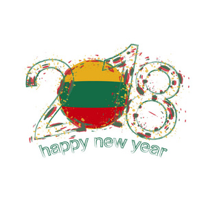 2018新年快乐立陶宛的贺卡, 日历 2018, 季节性传单, 圣诞请柬和其他的垃圾矢量模板