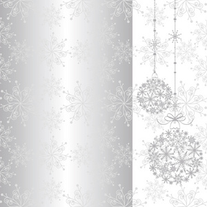 银色圣诞装饰球无缝图案背景