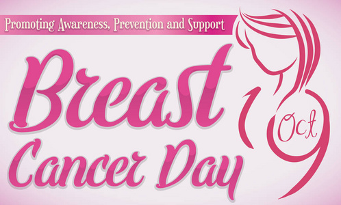 美丽的女人大纲设计，以纪念乳腺癌癌症日，矢量图