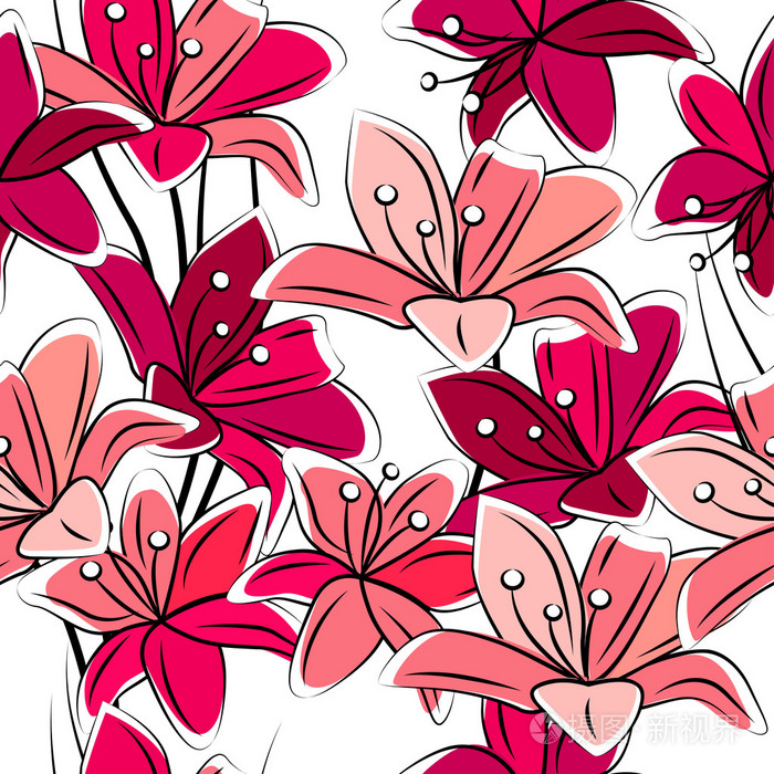 百合花无缝图案