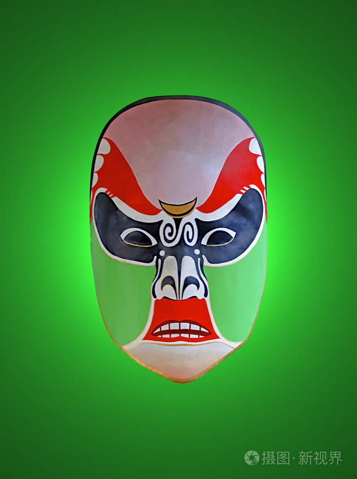 中国传统戏曲脸谱画绿色隔离巴