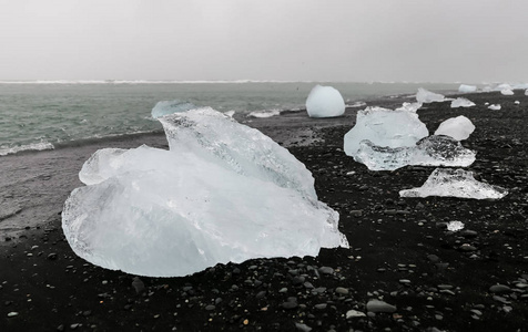 冰在 Jokulsarlon 海滩, 冰岛