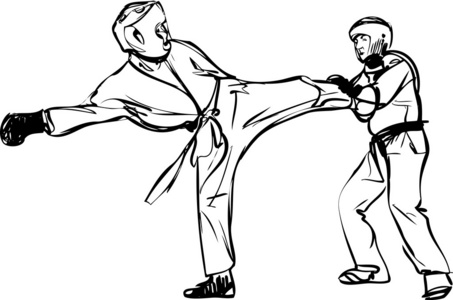 空手道Kyokushinkai素描武术和格斗运动