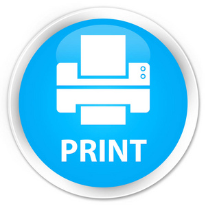 打印 打印机图标 高级青色蓝色圆角按钮