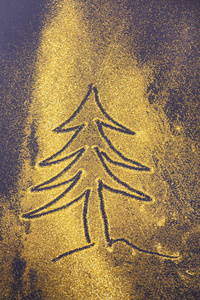 金黄闪光和圣诞树图画
