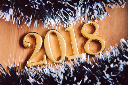黄金2018和圣诞树装饰