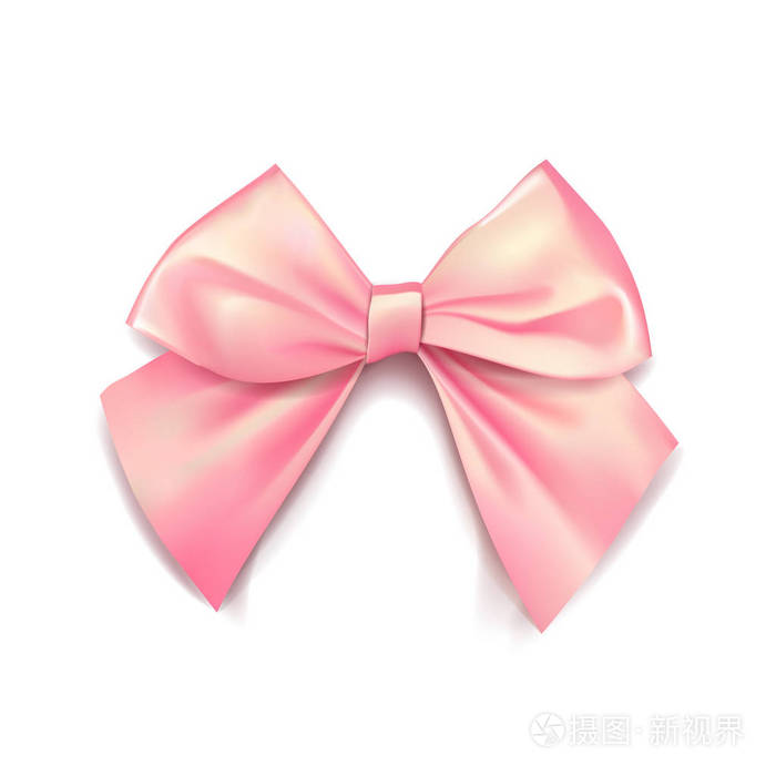 粉红色的蝴蝶结包装礼物.现实主义矢量插图