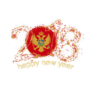 2018新年快乐黑山垃圾矢量模板的贺卡, 日历 2018, 季节性传单, 圣诞请柬和其他