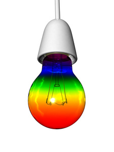 孤立在白色背景上的彩虹灯泡