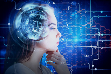 腦力脑力激荡和机器人概念照片