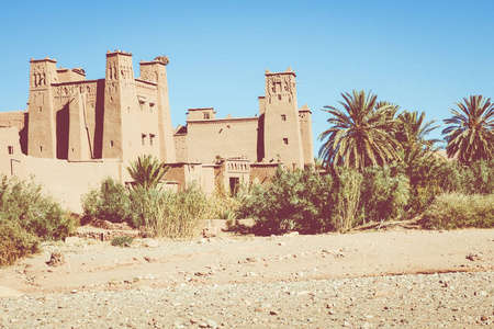 Morocc 瓦尔扎扎特城附近的 Haddou 城堡全景