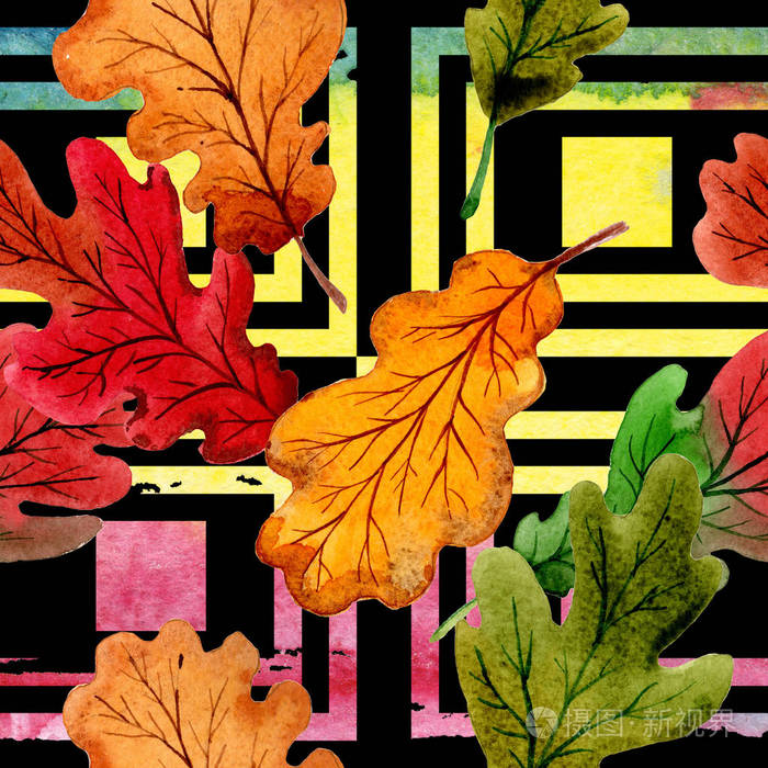 手绘水彩风格的秋叶