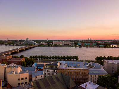拉脱维亚老城日落美景