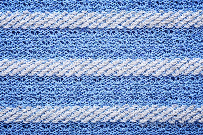 蓝色针织面料纹理作为背景特写