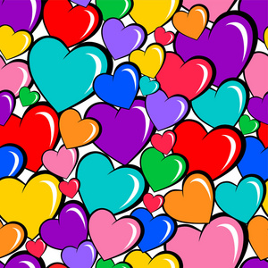无缝花纹卡通心不同颜色叠加照片