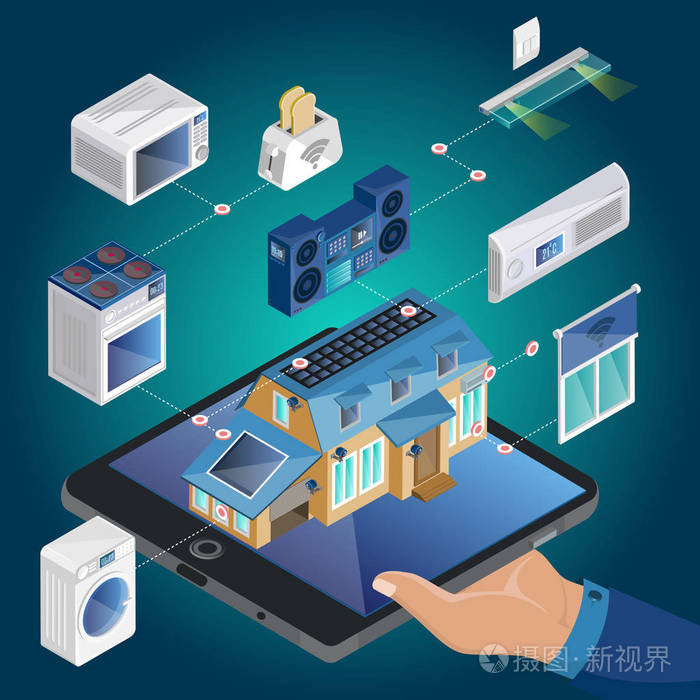 等距智能家居概念插画-正版商用图片03ufd9-摄图新视界