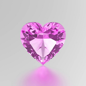 3d 插图粉红色钻石心石
