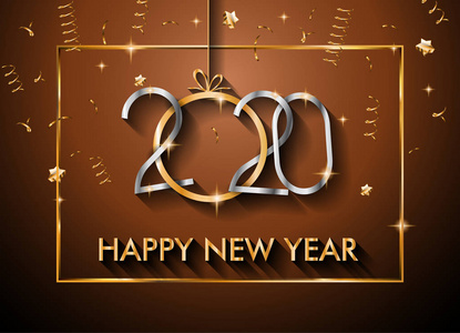 2020新年快乐背景为您的季节性传单和问候卡或圣诞主题邀请
